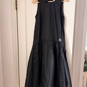 Ganni Black Duchesse Nylon Midi Dress